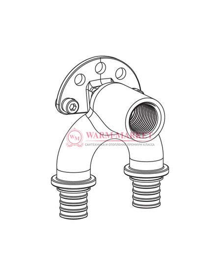 Проточный настенный угольник REHAU 16/16-Rp 1/2 длинный RX