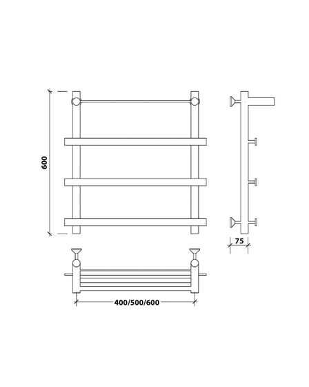 Водяной полотенцесушитель Secado Понтида 1 СП из нержавеющей стали