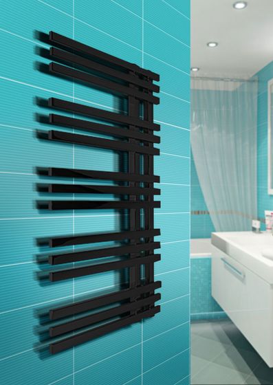 Marsel - дизайн полотенцесушитель в форме гребня с квадратным профилем черного цвета