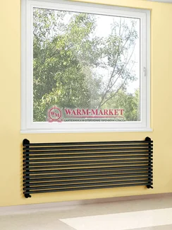 Garda 1400х400 – черный горизонтальный широкий дизайнерский полотенцесушитель