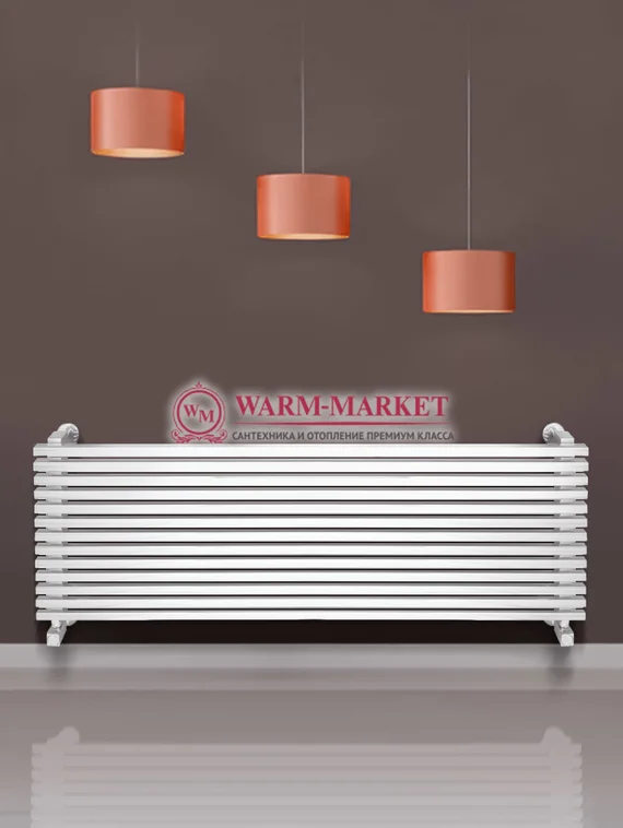 Ravenna 446х1400 – белый горизонтальный широкий дизайнерский полотенцесушитель