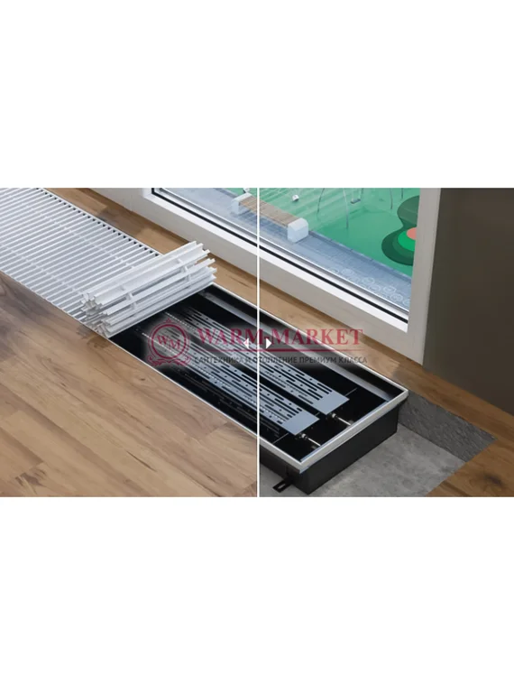 Внутрипольный электрический конвектор Vitron ВКЭ.90.300 без вентилятора шириной 300 мм (без решетки)