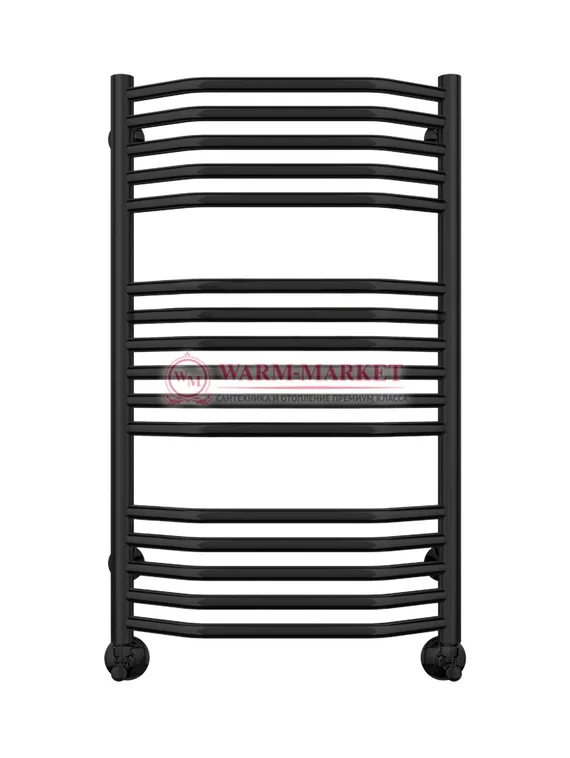 Виктория П16 - водяной полотенцесушитель, нижнее подключение, черный