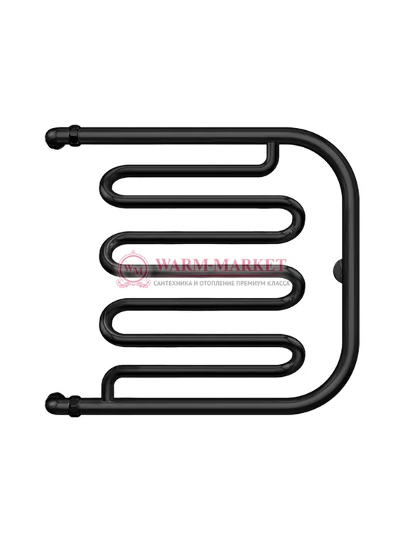Фокстрот-лиана - водяной полотенцесушитель, боковое подключение, черный
