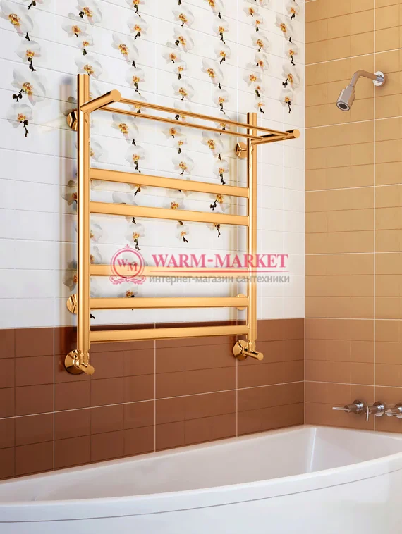 Hendriks-полотенцесушитель с полкой цвет золото