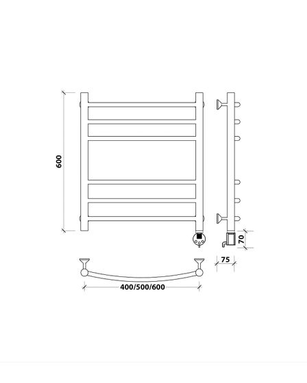 Электрический полотенцесушитель Secado Милан 3 из нержавеющей стали