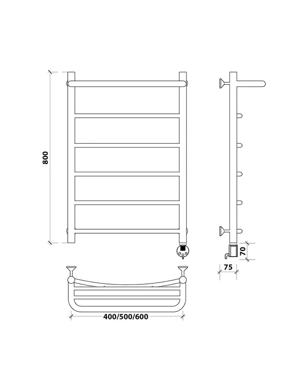 Электрический полотенцесушитель Secado Милан 1 СП из нержавеющей стали