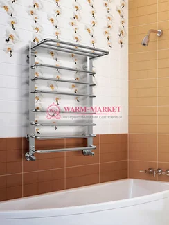 Arktur-полотенцесушитель из квадратного и круглого профиля с полкой