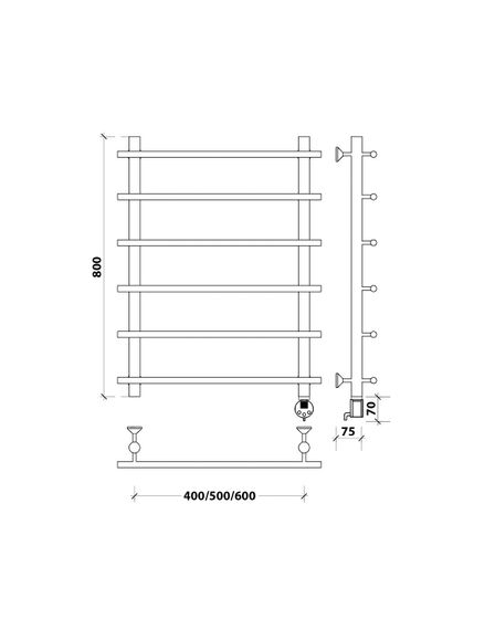 Электрический полотенцесушитель Secado Турин 1 из нержавеющей стали