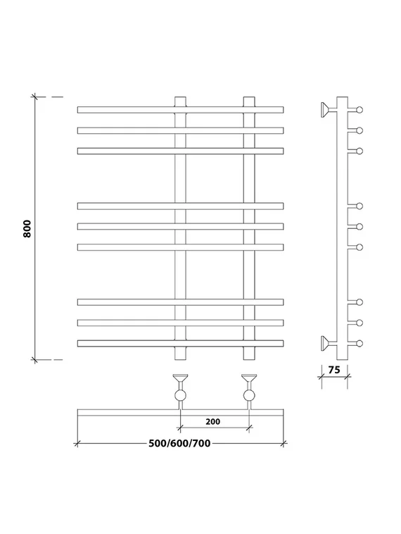 Водяной полотенцесушитель Secado Турин 3 из нержавеющей стали