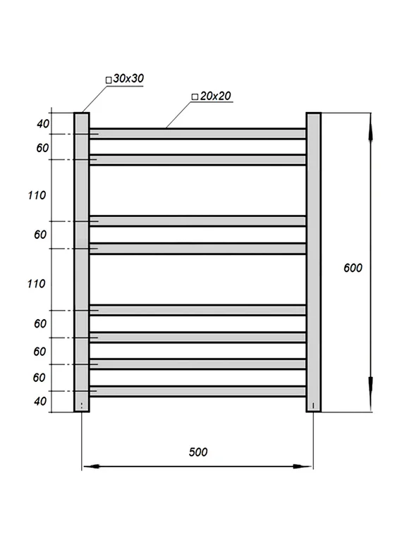 Полотенцесушитель электрический Solent Nuovo SR-002 600х500 П8 белый