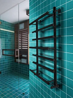 Liticia Black - черный полотенцесушитель с чередующимися разноуровневыми перекладинами