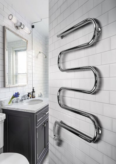 Электрический Ш-образный полотенцесушитель с терморегулятором