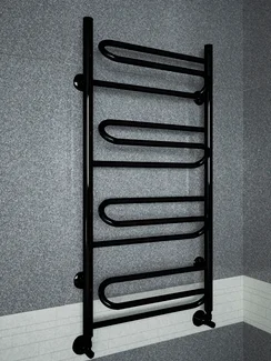 Upiter Black - черный полотенцесушитель с увеличенным пространством  для сушки.