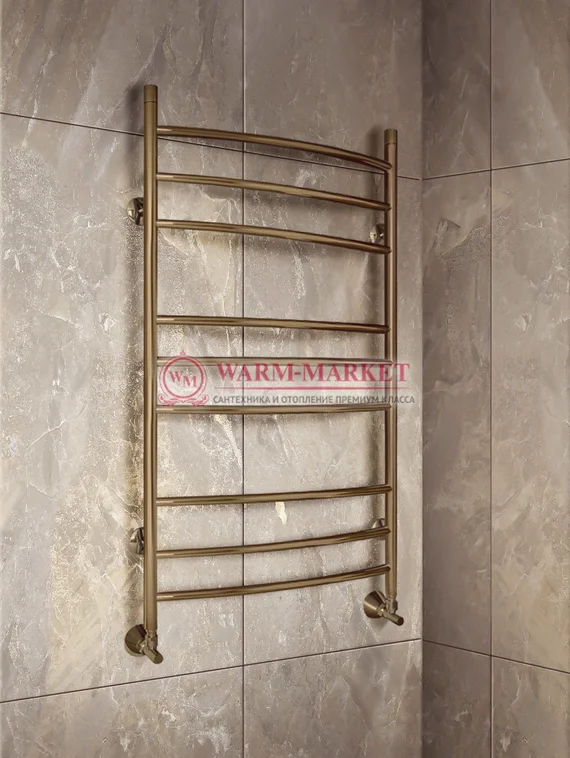 Warmer N Classic 500х700 - 9 перекладин полотенцесушитель с нижним подключением, античная бронза