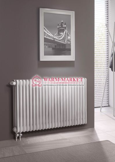 Трубчатый радиатор Dia Norm 3057-24 секции, трехтрубный с нижним правым/левым подключением с вентилем.