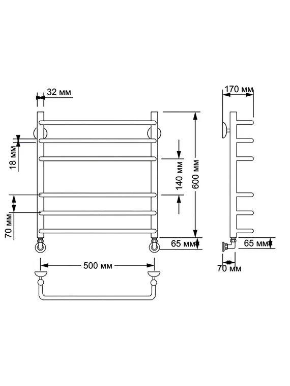 Электрический полотенцесушитель Secado Мерида 3 из латуни