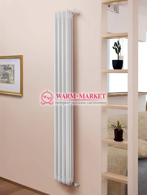 Вертикальный трубчатый радиатор Purmo Delta Lazerline 3180-4 секции, трехтрубный с боковым подключением.