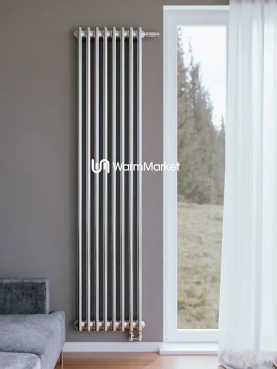 Axxinot Sentir Chrome 2180 - вертикальный трубчатый радиатор, нижнее подключение с термовентилем N69 твв