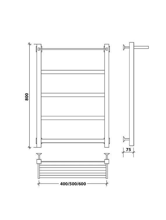 Водяной полотенцесушитель Secado Корсико 1 СП из нержавеющей стали, черный