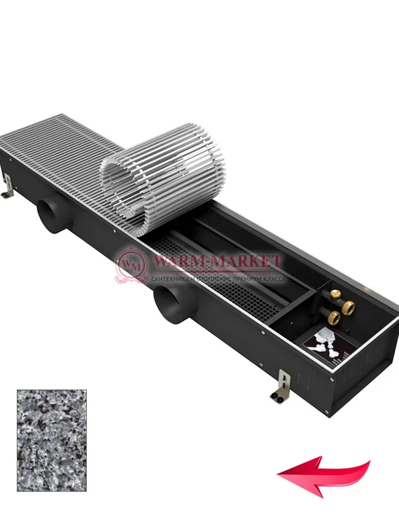Конвектор внутрипольный Varmann Ntherm Air без вентилятора c алюминиевой решеткой, декорированной под гранит
