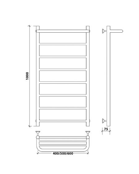 Водяной полотенцесушитель Secado Триада 1 СП из нержавеющей стали