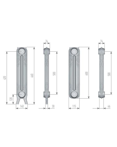 Exemet Rococo 500 - чугунный дизайн радиатор