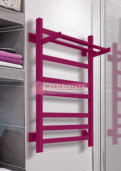 Quadro V 30+ водяной полотенцесушитель из квадратного и прямоугольного профиля с полкой