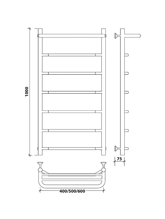 Водяной полотенцесушитель Secado Агата 1 СП из нержавеющей стали