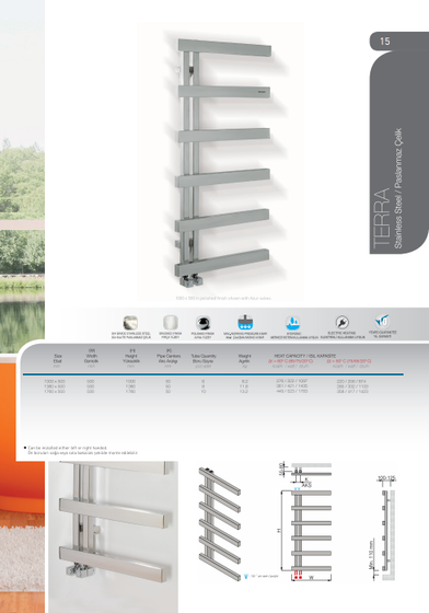 Terra Mat-дизайнерский полотенцесушитель из матовой полированной нержавеющей стали