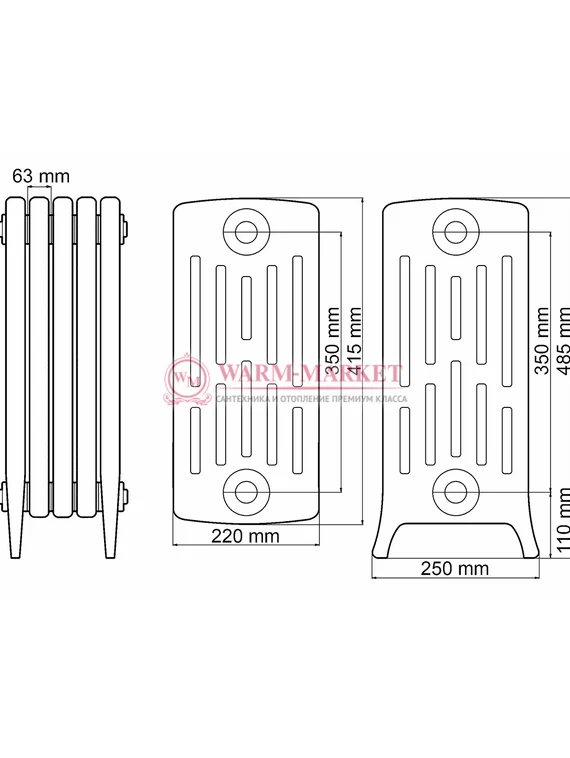 Чугунный радиатор Demir Dokum Tower 6049