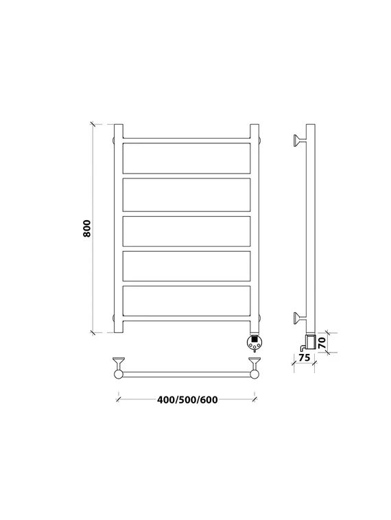 Электрический полотенцесушитель Secado Триада 1 из нержавеющей стали