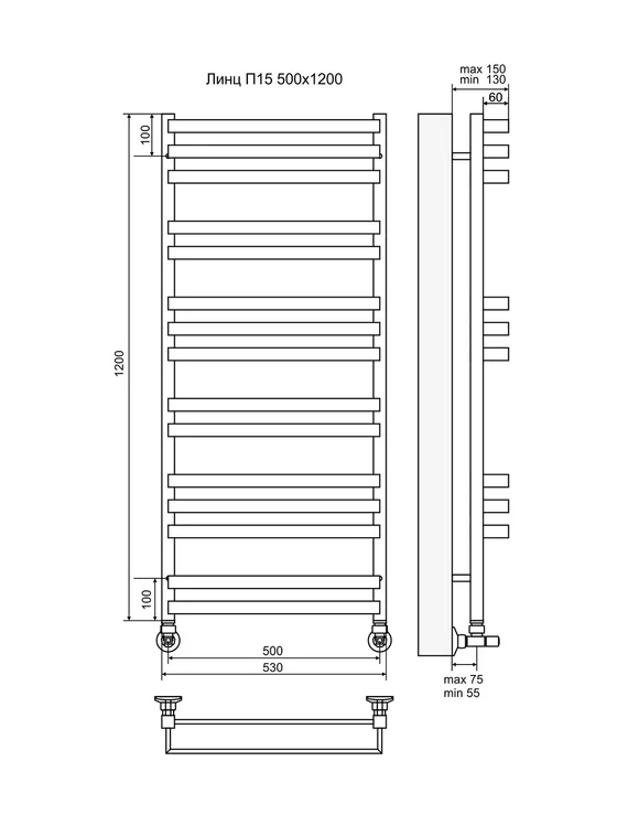 Линц - водяной полотенцесушитель из нержавеющей стали