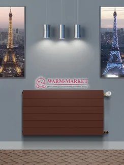 Ramo Compact RС 21s, высотой 500 мм - панельный радиатор c горизонтальными бороздками боковое подключение коричневого цвета