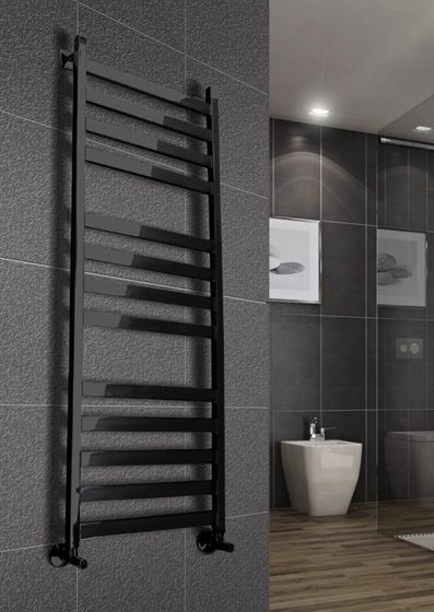 Verona Black - черный дизайн полотенцесушитель с квадратными вертикалями