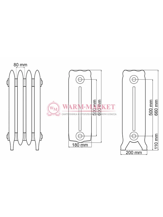 Чугунный радиатор Demir Dokum Nostalgia 500
