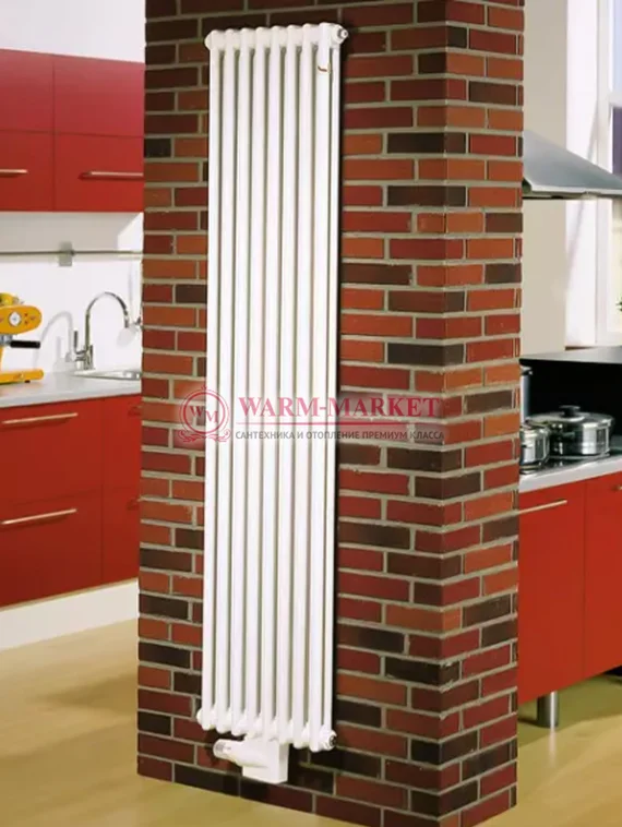 Вертикальный трубчатый радиатор Zehnder 1800 мм высотой, шеститрубный V002 нижнее подключение