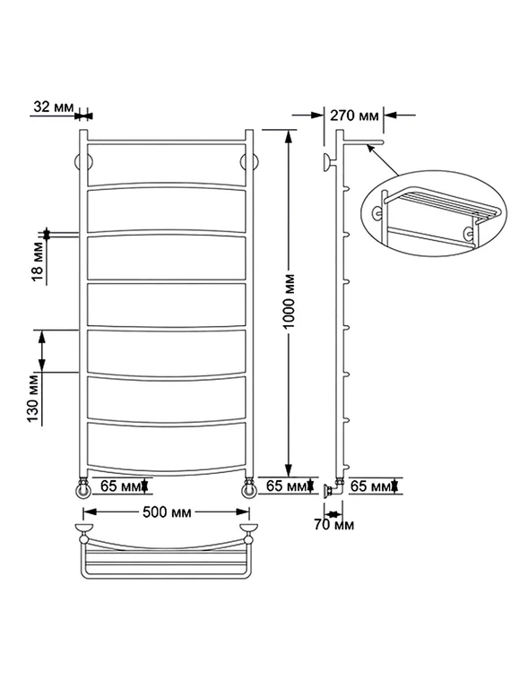 Электрический полотенцесушитель Secado Милан 4 из латуни