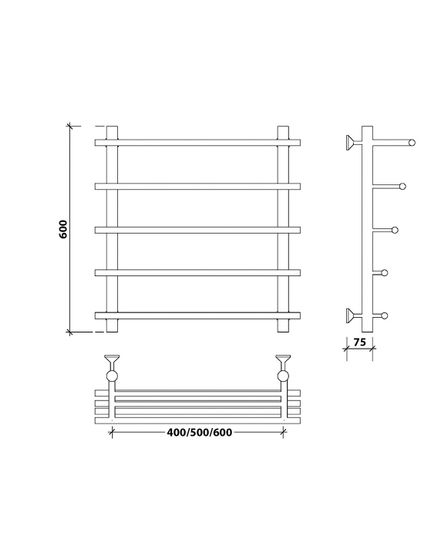Водяной полотенцесушитель Secado Турин 6 из нержавеющей стали