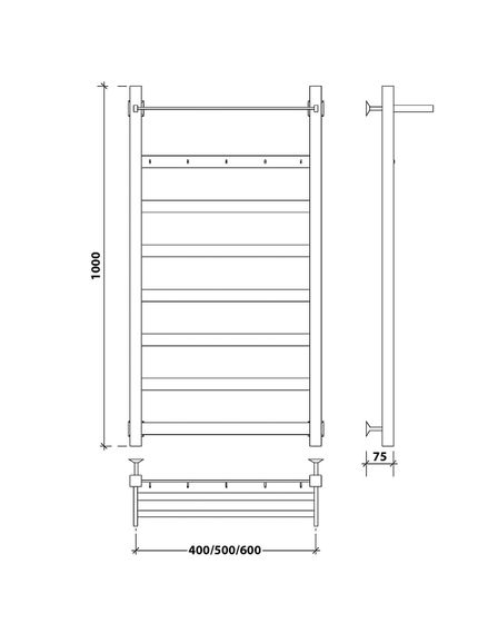 Водяной полотенцесушитель Secado Комано 1 КСП из нержавеющей стали, черный