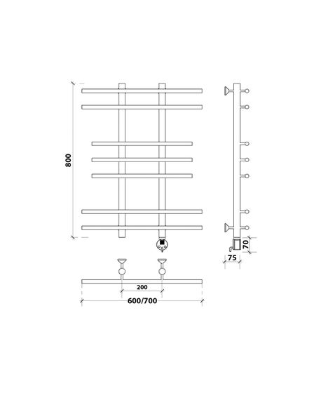 Электрический полотенцесушитель Secado Турин 2 из нержавеющей стали