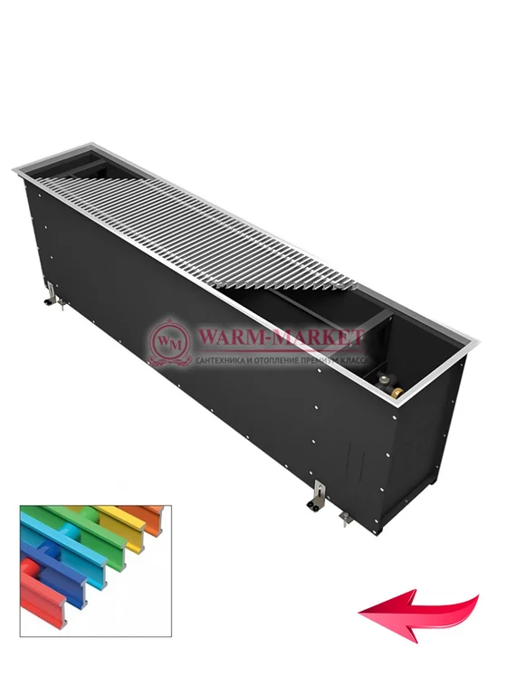 Конвектор внутрипольный Varmann Ntherm Maxi без вентилятора c алюминиевой решеткой цвета Ral