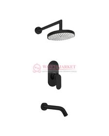 Встраиваемый комплект для ванны с изливом и верхней душевой насадкой черный А13020-Bl