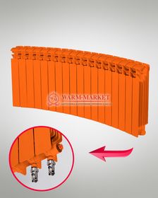 Rifar Base Flex V Ral 500 - цветной биметаллический радиусный радиатор с нижним подключением