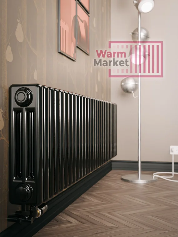 Трубчатый радиатор Solira 3020 N69 твв нижнее подключение с термостатикой, белый (RAL 9016)