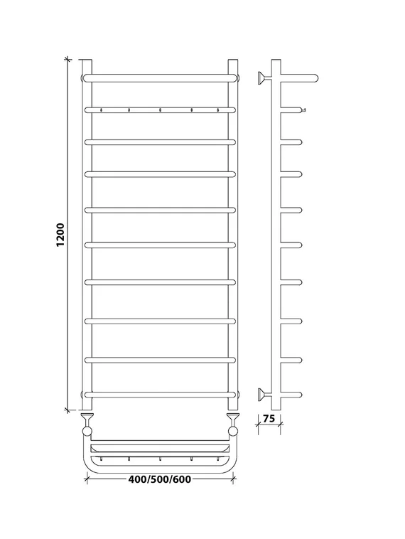 Водяной полотенцесушитель Secado Мерида 1 КСП из нержавеющей стали