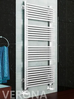 Verona White -  белый дизайн полотенцесушитель с квадратным профилем