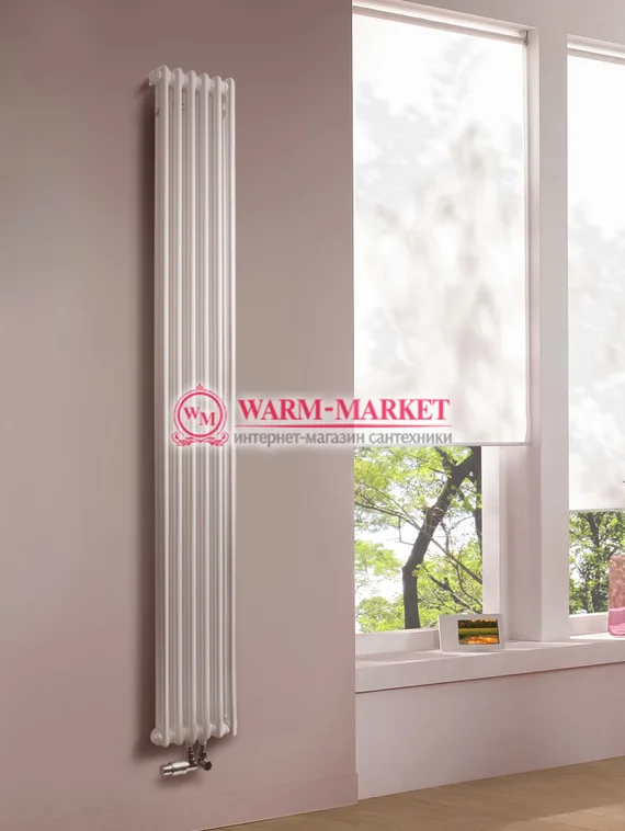 Вертикальный трубчатый радиатор Purmo Delta Lazerline 2180-6 секций, двухтрубный с нижним центральным подключением