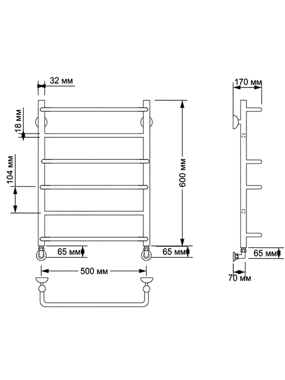 Водяной полотенцесушитель Secado Верона 1 из латуни