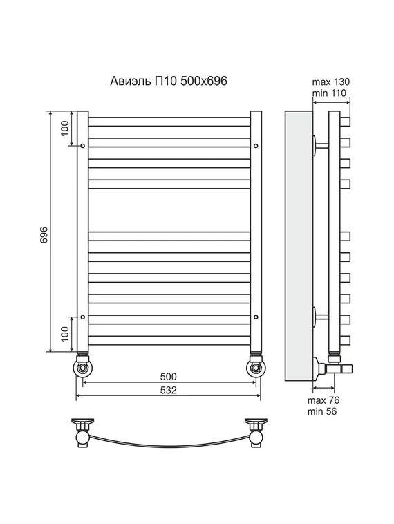 Авиэль - электрический полотенцесушитель, белый